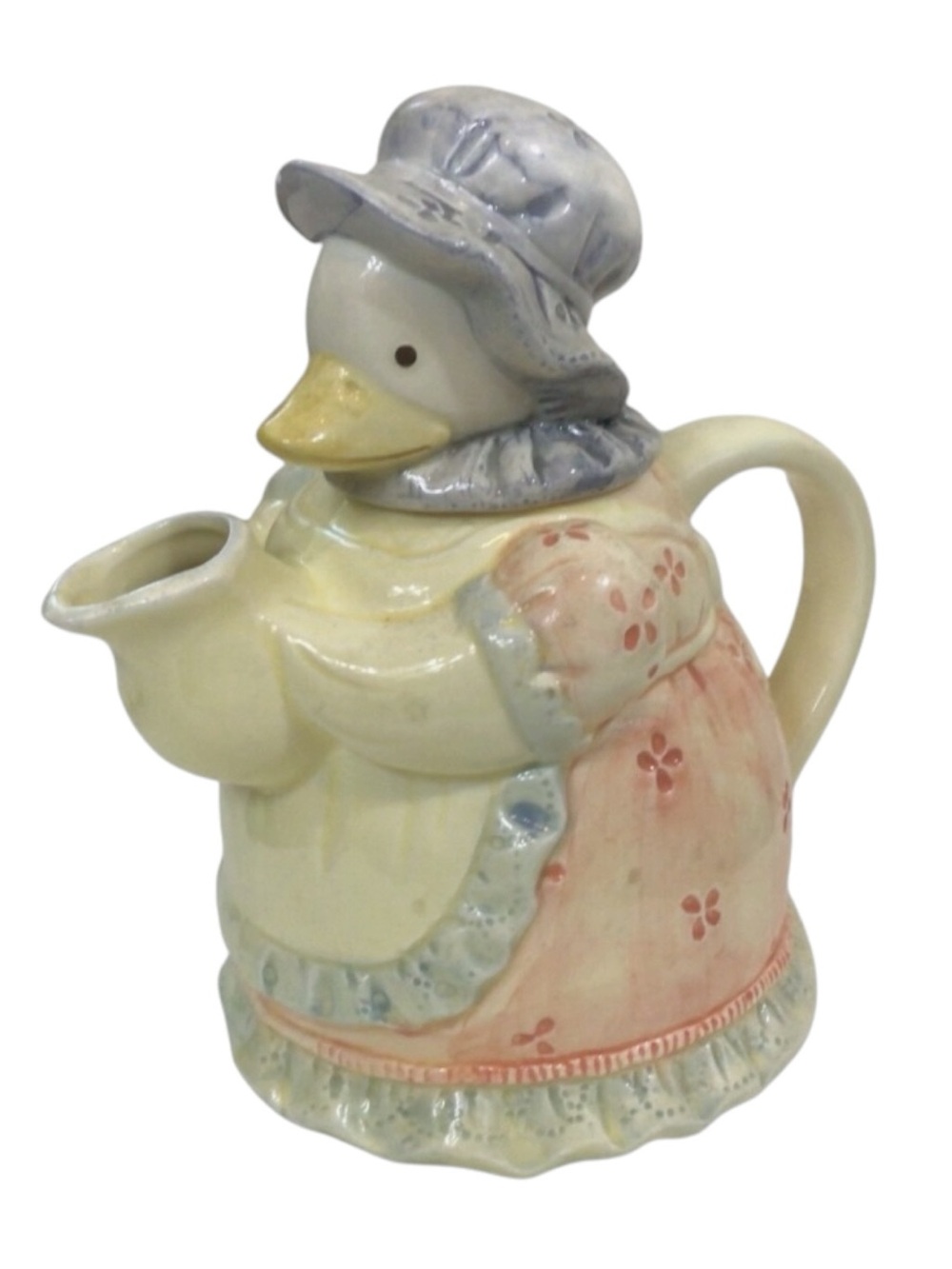 Mother Goose Ceramic Teapot Goose Head Lid Nursery Rhyme Collectible 8” Taiwan